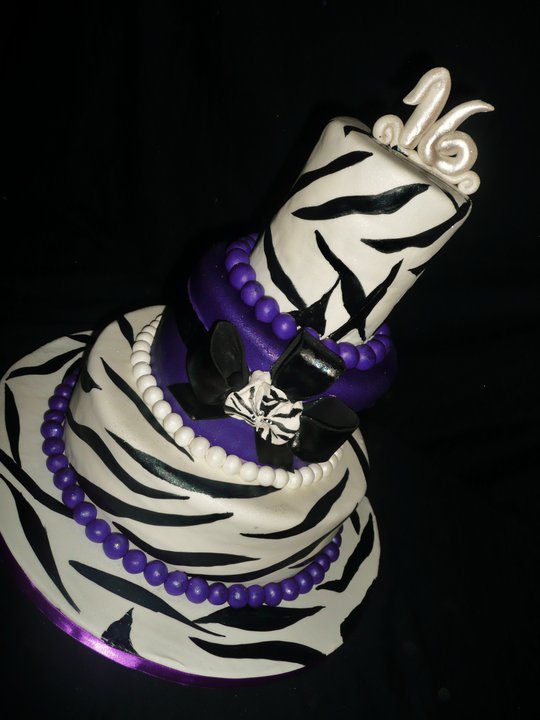 Zebra theme Sweet 16 cake Flavors included vanilla cake with Oreo cookies Zebra theme Sweet 16 cake Flavors included vanilla cake with Oreo cookies
