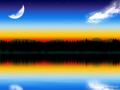 mountain lake sunset