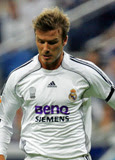David Beckham wearing Real Madrid jersey David Beckham