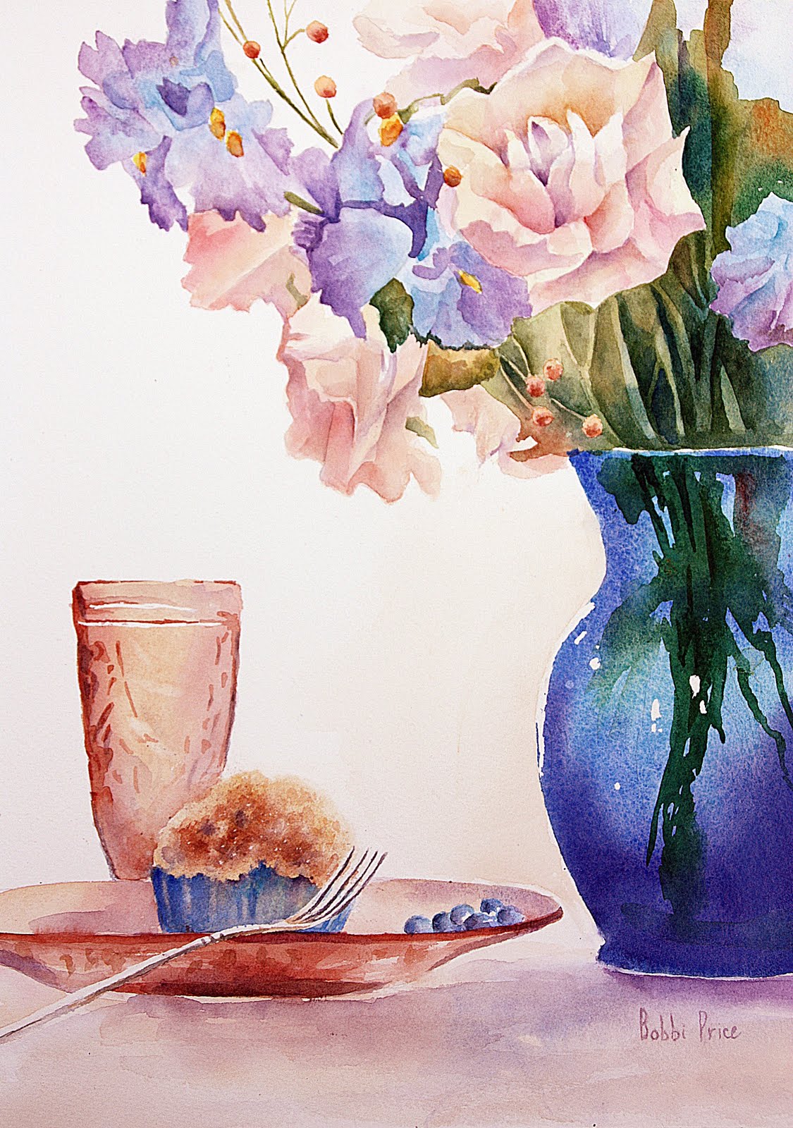 Bobbi Price The Blue Vase... watercolors Watercolor art diy
