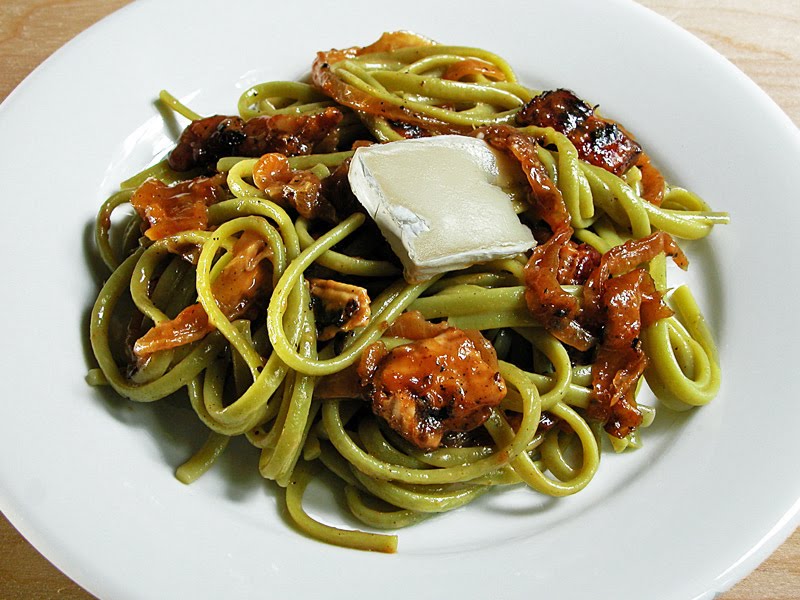 Cooking Weekends Linguine with Bacon, Brie and Caramelized Onions