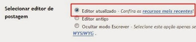 Mude para o editor atualizado