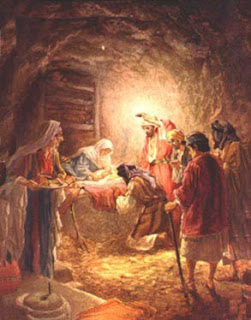 Jesus Christ born in stable of manger in Bethlehem nativity color drawing art free Christian picture download