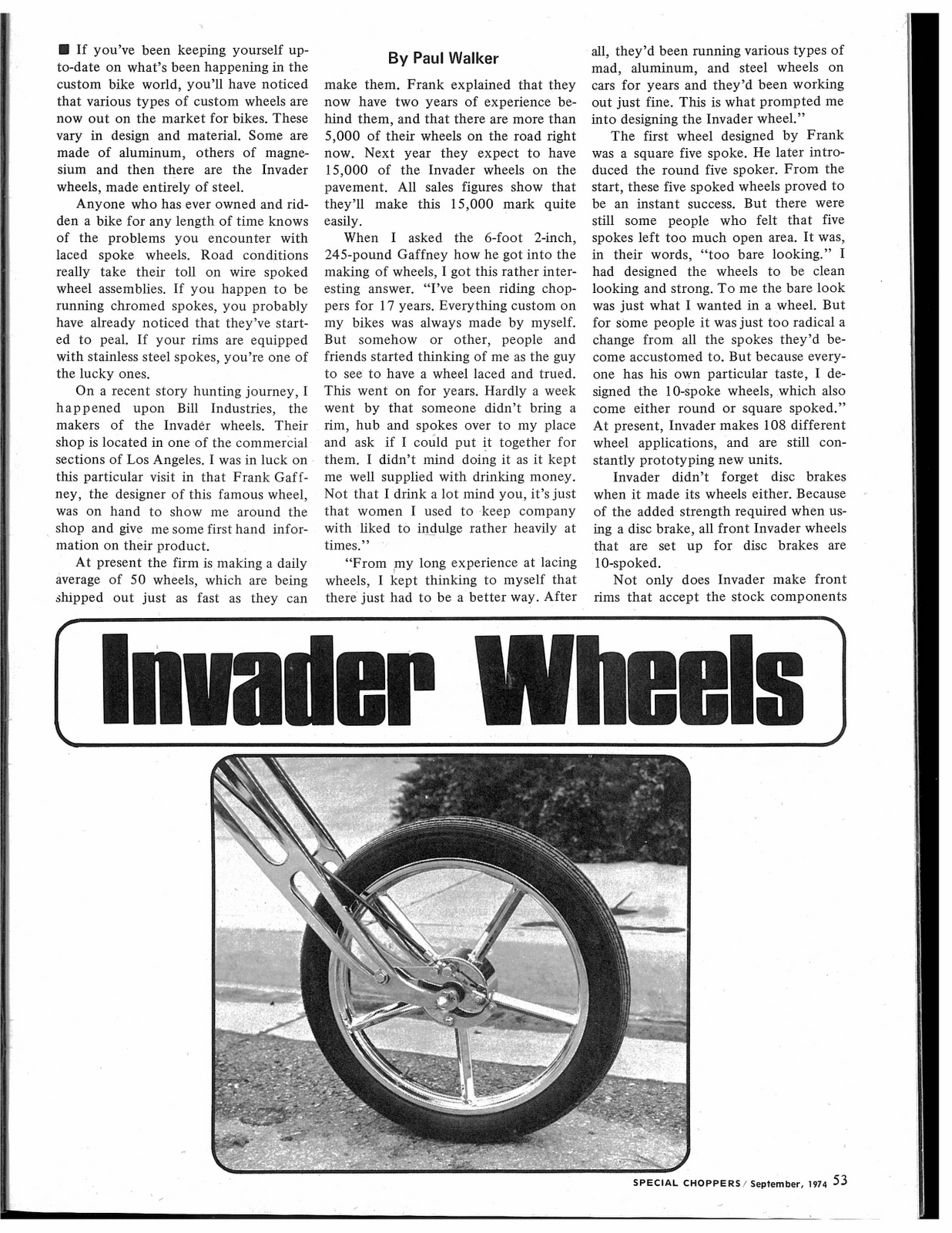 So'full Garage Invader Wheels Article Special Choppers Sept. 1974