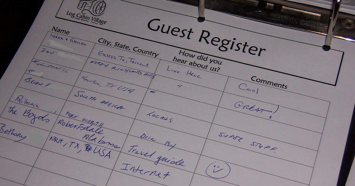Blog Cabin Village Top Ten comments from our Guest Register