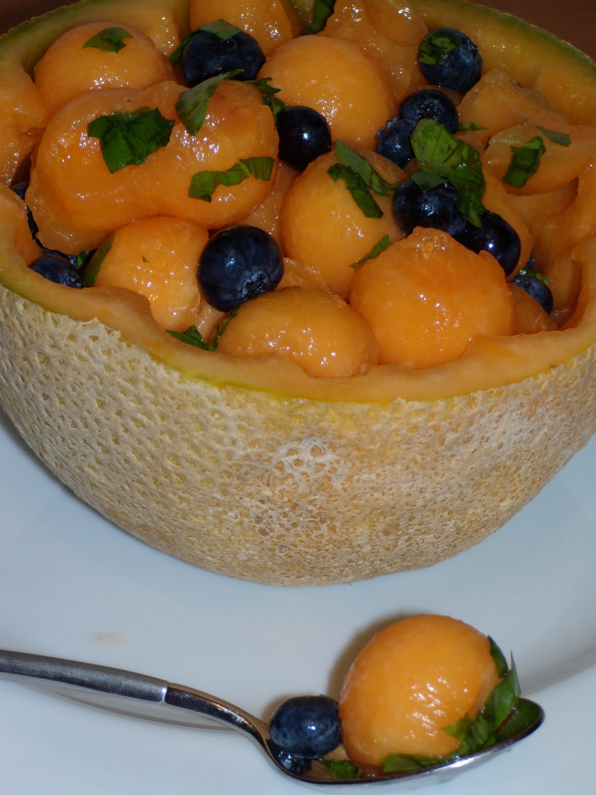 The Culinary Vampire Cantaloupe and blueberry salad