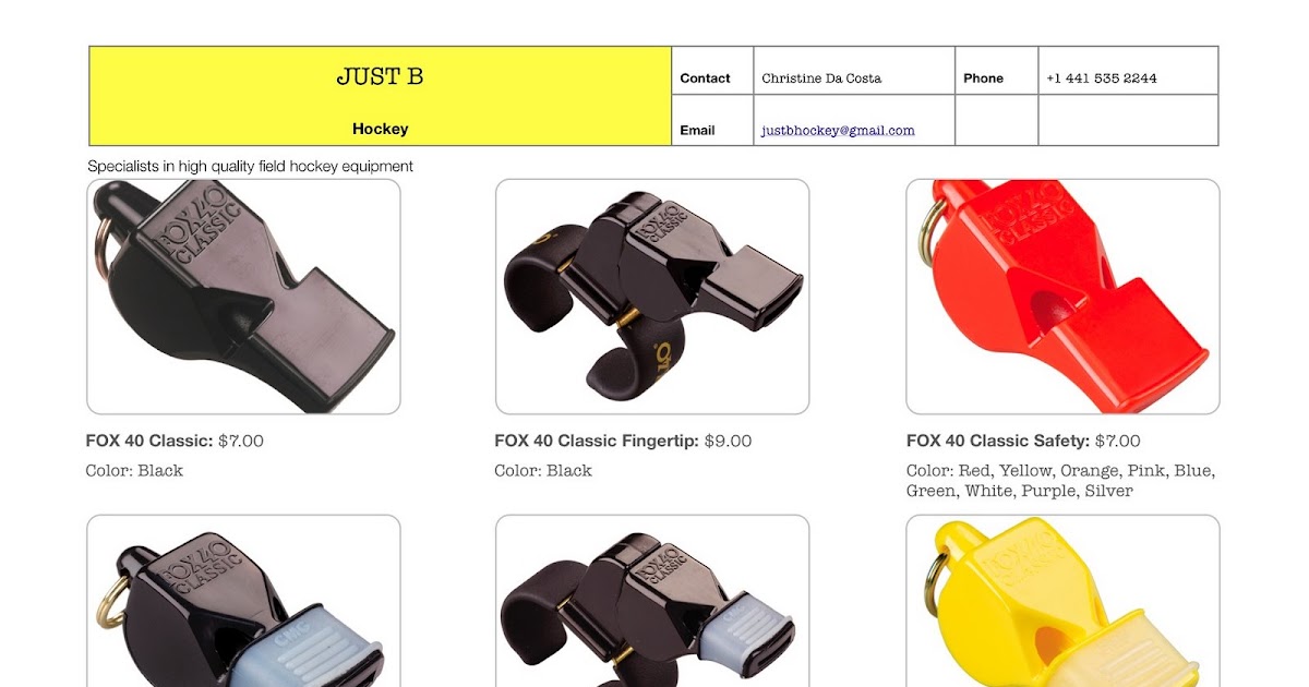 JUST B Hockey FOX 40 Whistles Price List