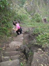 The steep hike down Wayna Picchu