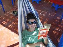 Erika in Nazca relaxing at the hostel in the hammock.