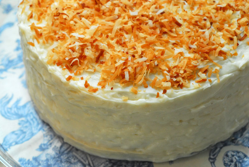 Dreamy CoconutChocolate Cake with Coconuty Cream Cheese Icing