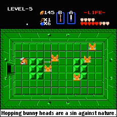 The bow is necessary for these guys, because they eat sword strikes like Rosie O'Donnell eats chocolate cakes. Bunnies of Doom.