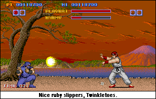 I love how the ninja throws a ninja star, clearly misses his target, but just huddles there with his claw, waiting for it to work anyway. No-can-do-ken.