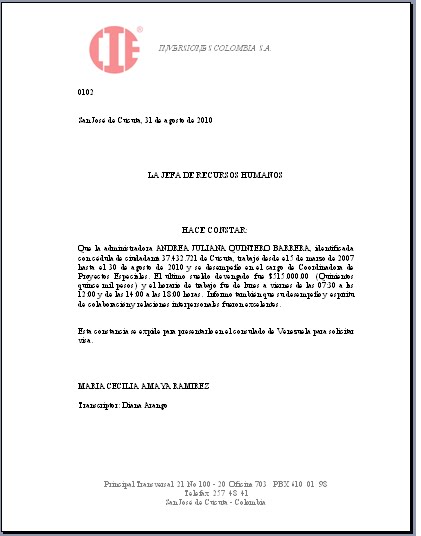 constancia de salario