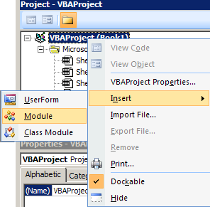 excel vba interface - add module to project