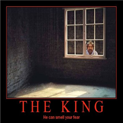 photo of the Burger King king, peeking through a window