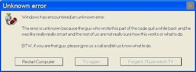 image of an unknown error message on computer