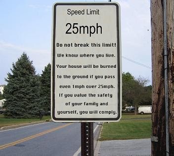 photo of a funny speed limit sign
