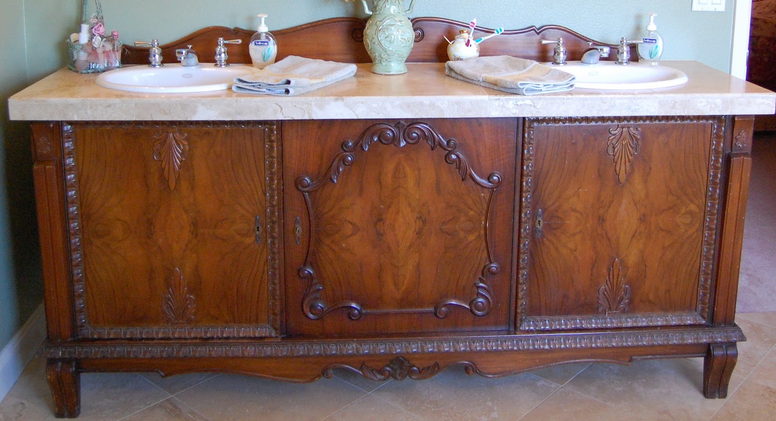 saltbox treasures Sideboard to Sink Vanity Makeover