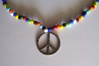 Peace Sign Pendant Necklace (close-up)
