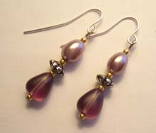 SS Purple Pearl & Glass bead Earrings (gift to my long time friend Margeaux)
