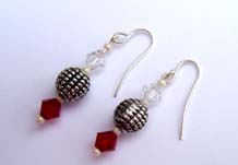 SS Red & Clear Earrings $20.00