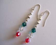 SS Aqua, Orange & Clear Earrings $20.00