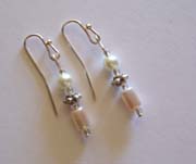SS Light Pink & Small Pearl Earrings  $20.00