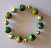 7.5" Gold & Green Marble Vintage Bracelet $30.00