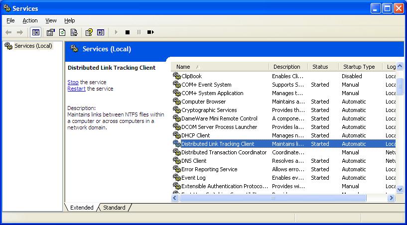 Windows Xp Services - Distributed Link Tracking Client Service ~ Slow Pc  Texpert