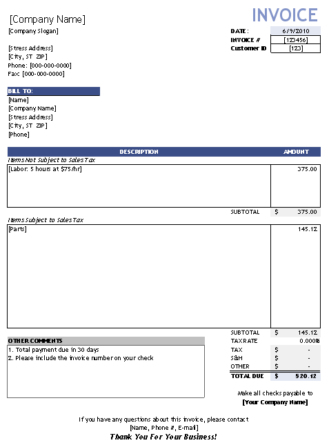 Template Simple Invoice