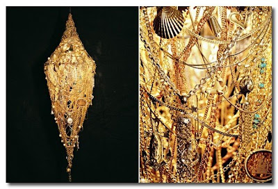 chandelier made from junk jewelry