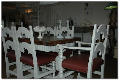 painted dining table and chairs