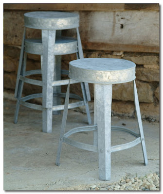 garden trading Factory Style Stool - Galvanised