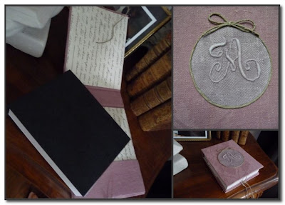 french monogrammed linen notebooks