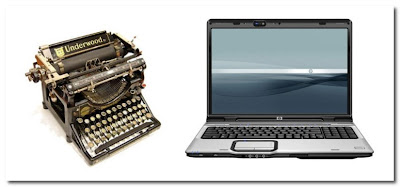 typewriter and laptop