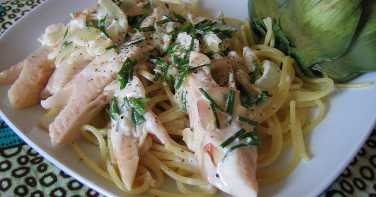 Tomaten Quiche Spaghetti truite et "sauce blanche"