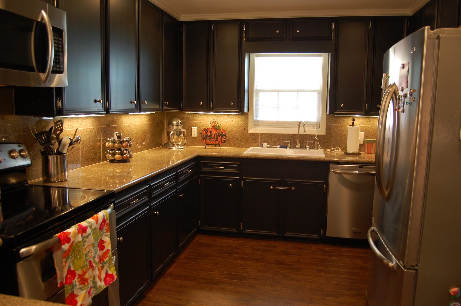 Kitchen Cabinets with Black Appliances