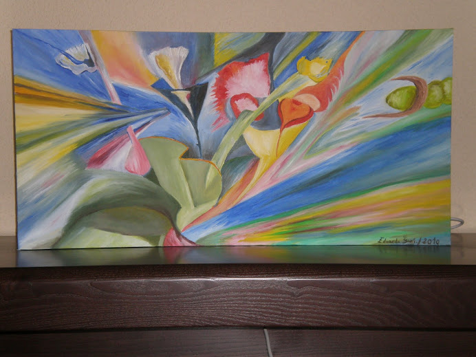 Óleo sobre lienzo "Jardin Colorido" 80 x 50 cm