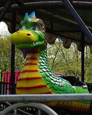 Close up of the dragon train ride at the Amherst Rotary Community Fair