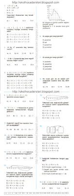 6.sinif matematik tam sayilar testi sorulari