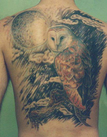 owl tattoo on back body male owl tattoo on back body male