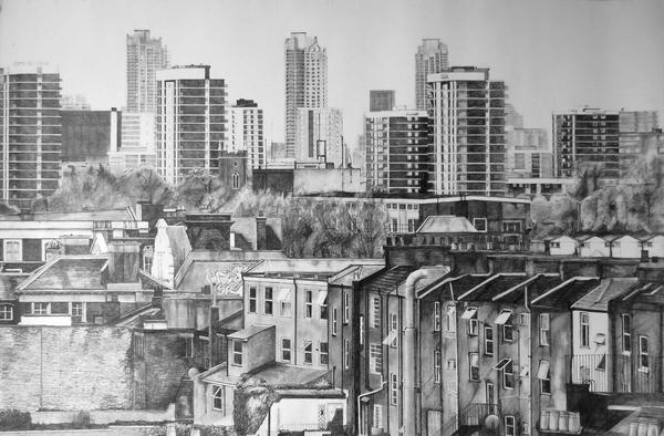 Dalston. Pencil on paper 81 x 122 cms