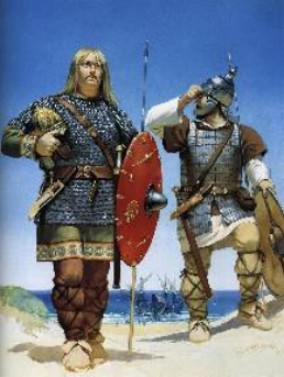 Vikings Batalha. Bárbaros Armados Se Chocam, Guerreiros