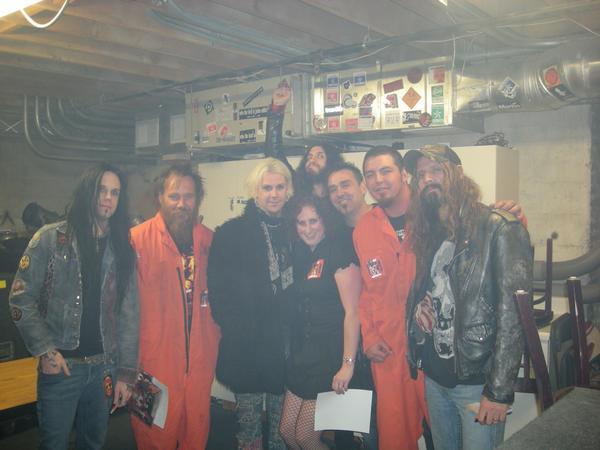Me and Vix backstage with Rob Zombie (& a couple of guys from the Orange Jumpsuit Gang)