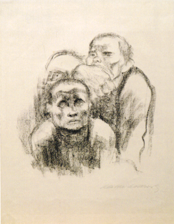 Käthe Kollwitz - Gefangene, Musik hörend. 1925