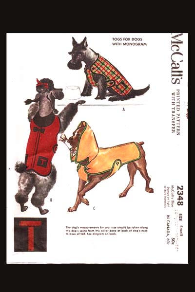 1950'S Pattern for "Dog Togs"