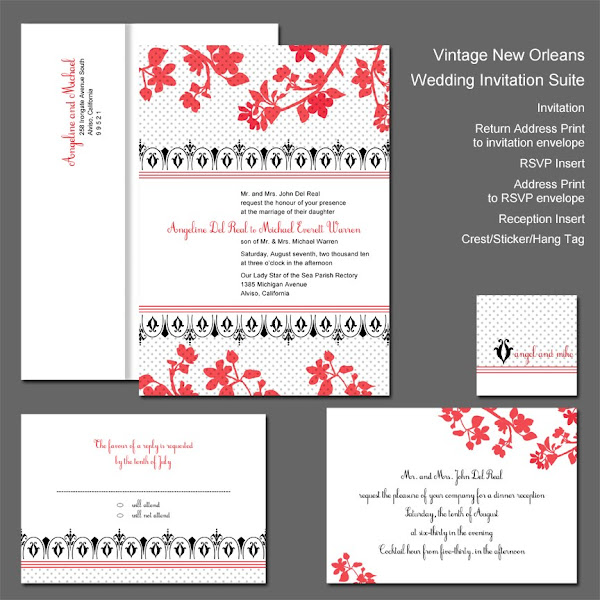 Vintage New Orleans Wedding Invitation Suite Vintage New Orleans Wedding Invitation Suite