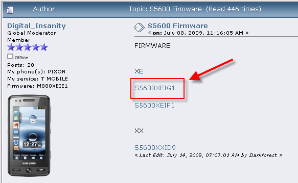 Samsung SGH F480 Firmware-Upgrade