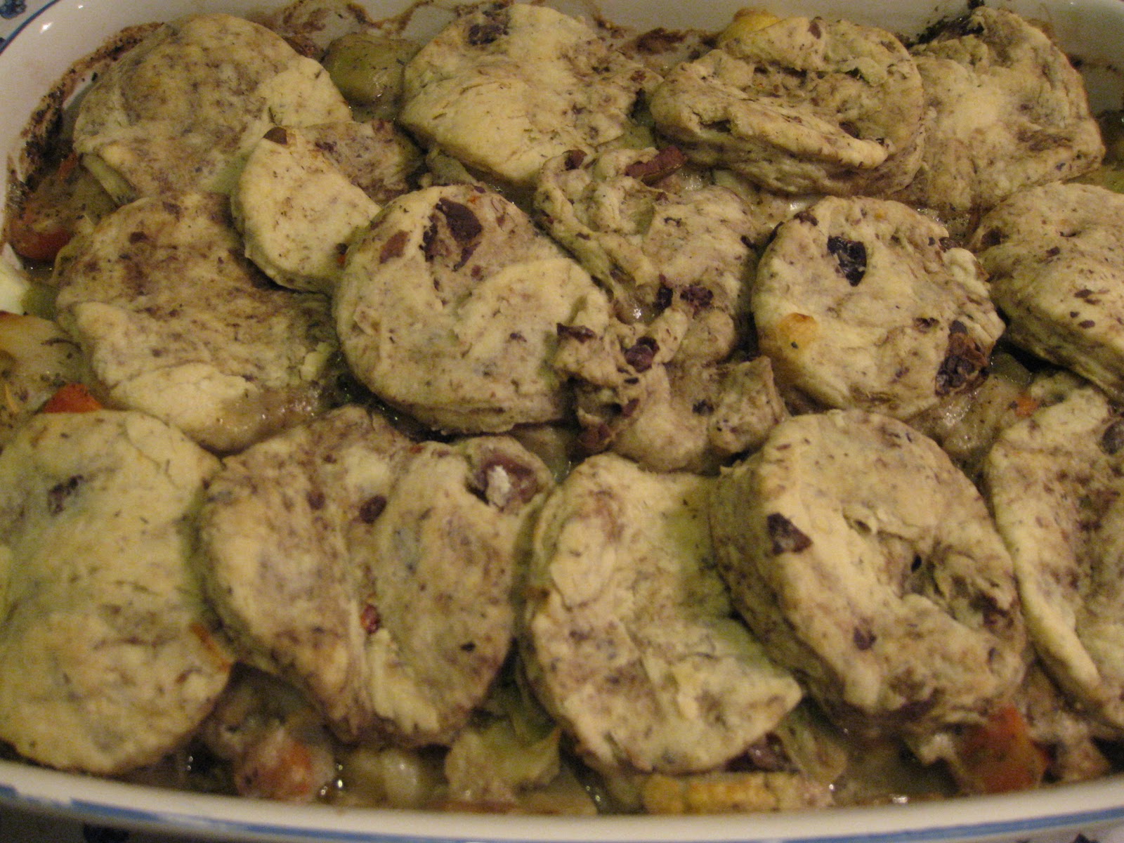 Cauliflower and Mushroom Casserole with Olive Tapenade Crust