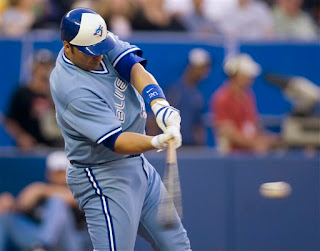 Rod Barajas looks regal blasting a home run in the old school powder blue uniform